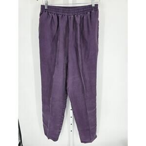 Stunt Sports Women's Purple Wide Leg Elastic Waist High Rise Silk Pant Size L